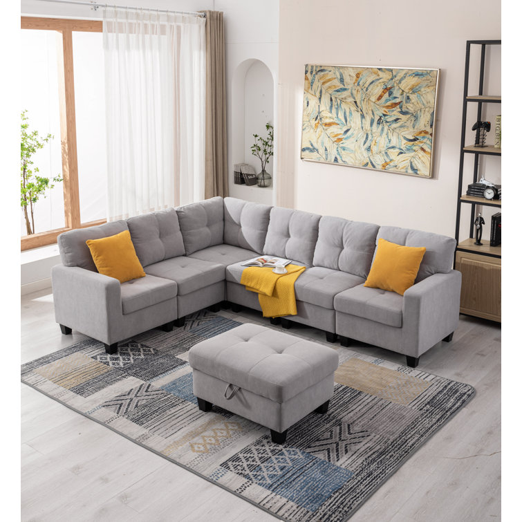 Latitude Run® Reversible Modular Corner Sectional Sofa & Ottoman Set